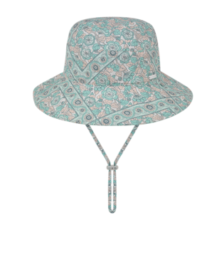 Millymook Girls Wide Brim Bucket Hat - Mint Green Vintage Pattern - Liliana